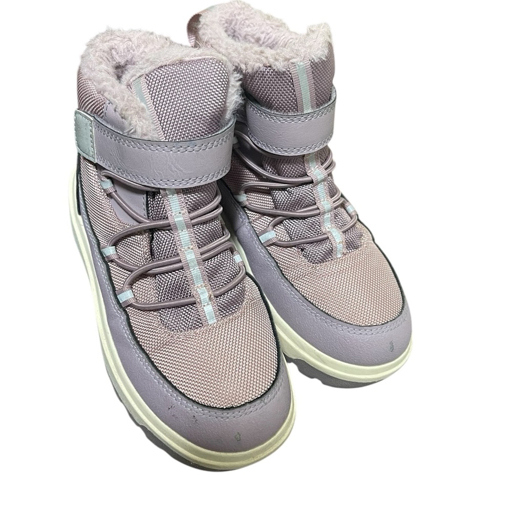 H&M WINTER BOOTS KID’S GIRLS WARM-LINED HIGH TOP COLOR PURPLE FAUX FUX SIZE 13.5